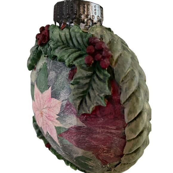 Handmade one of a kind Christmas Ornament Poinsetta - Picture 2 of 10